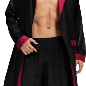 Men's Satin Bathrobe Shorts Set