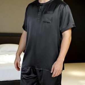 Men's Machine Washable Silk Pajama Shorts Set