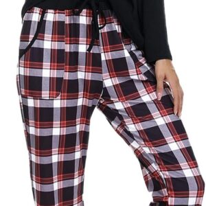 Women Plaid Pajamas Sets Cotton 2 Piece Long Sleeve Pjs Lounge Sets with Pockets
