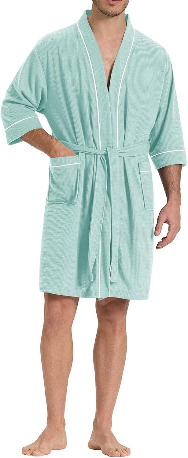 Men's Summer Check Knit Bathrobe