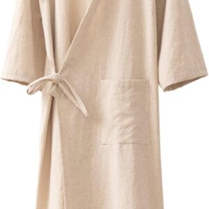 Men's Cotton Linen Bathrobe