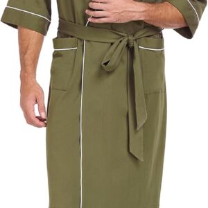 100% Cotton Men's Lightweight Summer Short-Sleeve Bathrobe