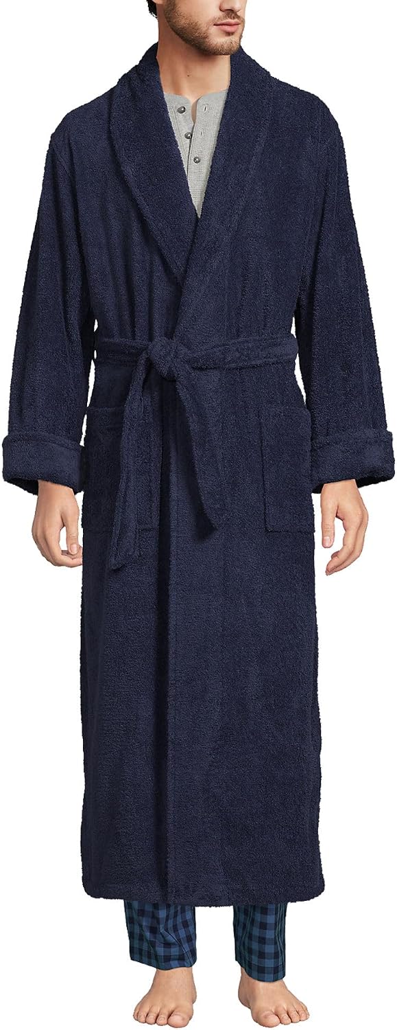 Men's Turkish Cotton Terry Cloth Long Bathrobe