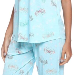 Women Pajama Sets Cotton Pj Set Short Sleeve Top With  Pants Sleepwear 2 Piece Lounge Set