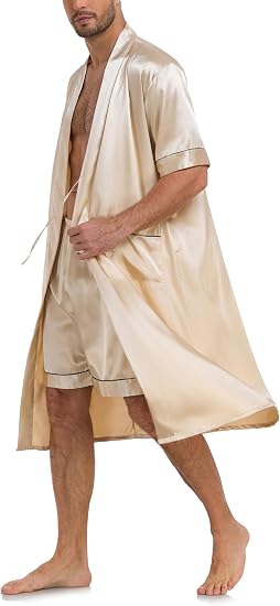 Men's Kimono-Style Robe Shorts Two-Piece Set