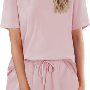 Cotton Pajamas Set for Women Soft Short Sleeve Lounge Set Shorts Sleepwear Set 2 Piece Pjs Sets