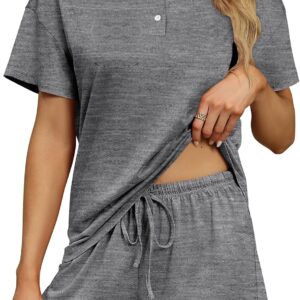 Women Pajama Sets 2 Piece Pjs Short Sleeve Lounge Set Soft Comfy Sleepwear Loungewear